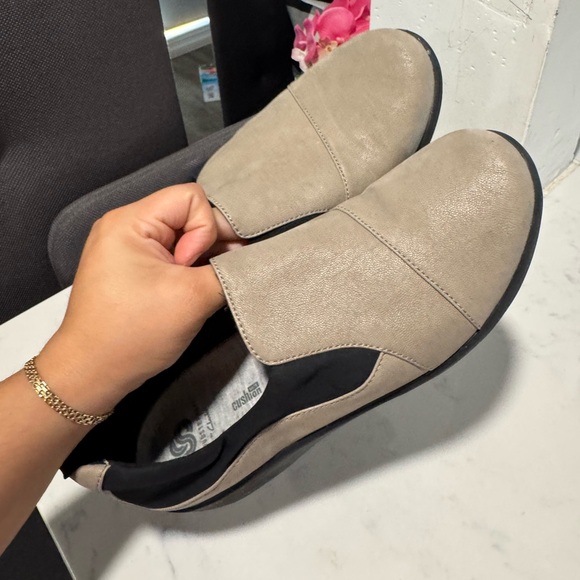 CLARKS sillian paz Beige and Black Slip-On Shoes
